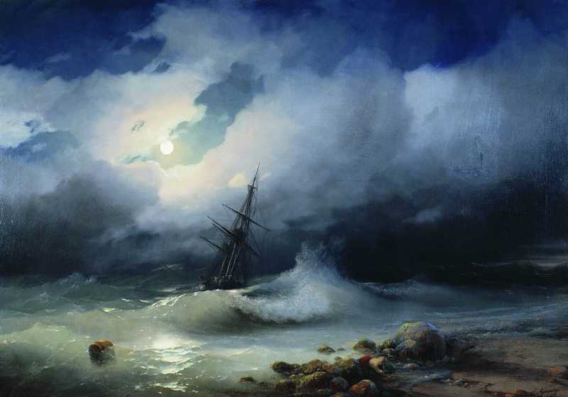Stormy Sea at Night, by Ivan Aivazovsky