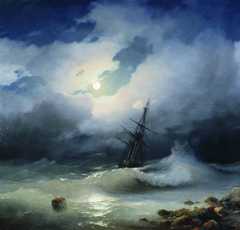 Stormy Sea at Night, by Ivan Aivazovsky
