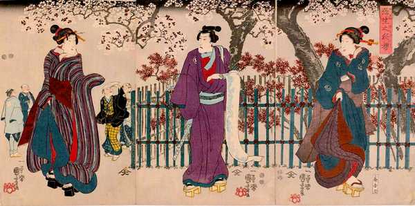 Cherry Blossoms by Night, by Utagawa Kuniyoshi (1798 - 1861)
