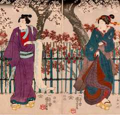 Cherry Blossoms by Night, by Utagawa Kuniyoshi (1798 - 1861)