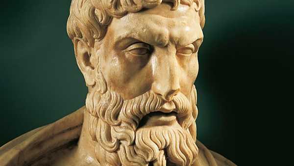 Bust of the philosopher Epicurus. 32 cm.