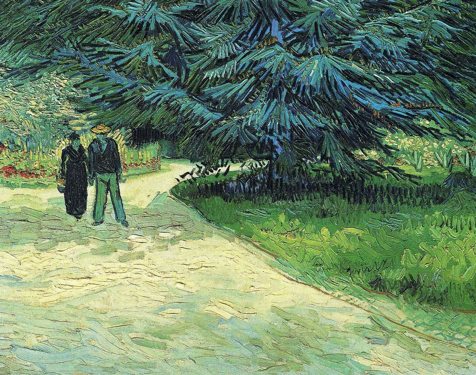 Vincent van Gogh, Public Garden with a Couple and a Blue Fir Tree