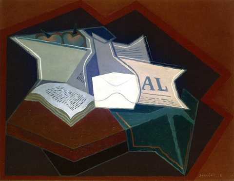 Compotier, Carafe and Open Book, by Juan Gris