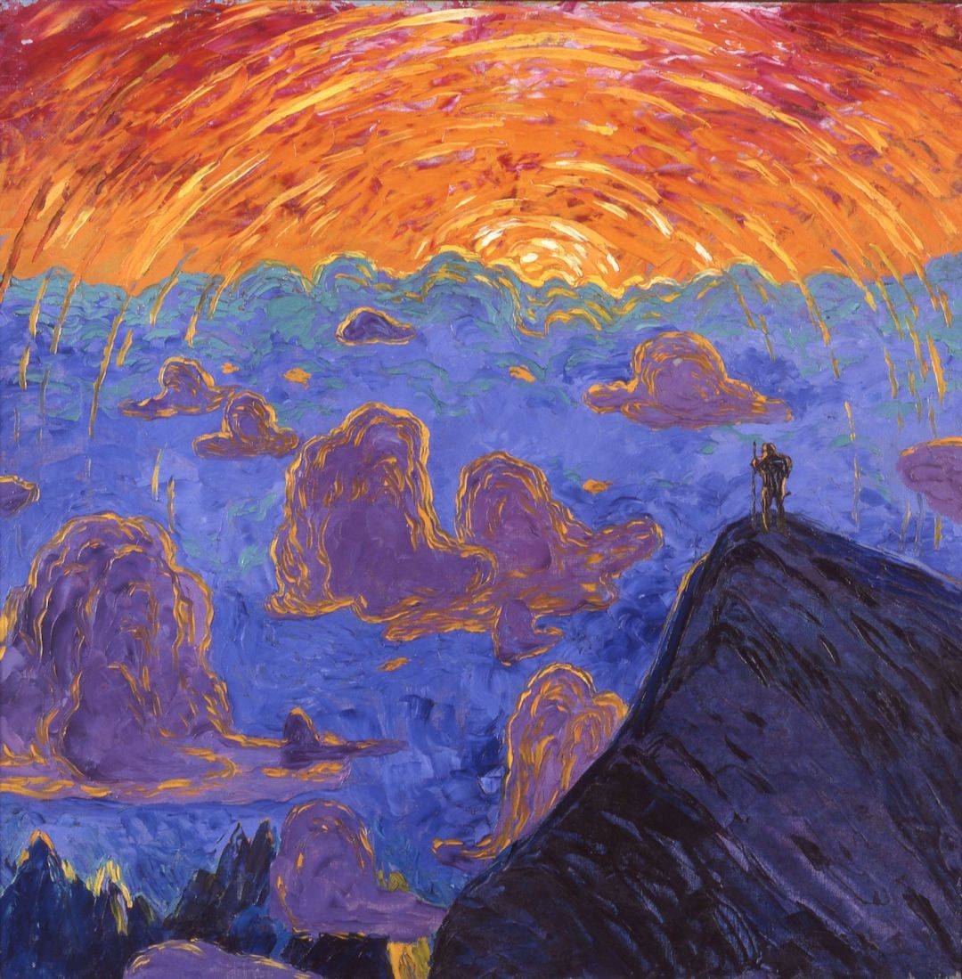 Mont Blanc Sunset, Wenzel Hablik, oil on canvas, 1906